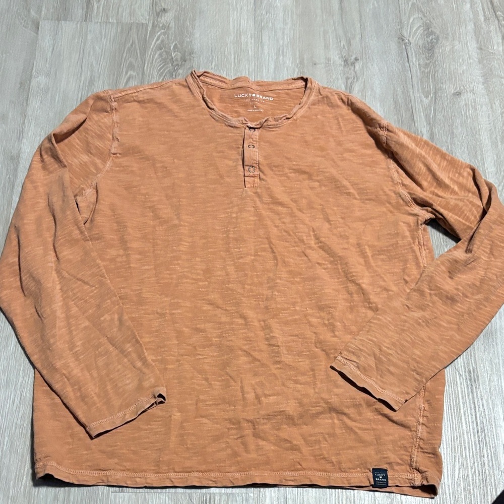 Lucky Brand Men's Rust Long‎ Sleeve Henley